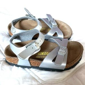 Birkenstocks (Toddler) “Rio Kids” Silver Sandal